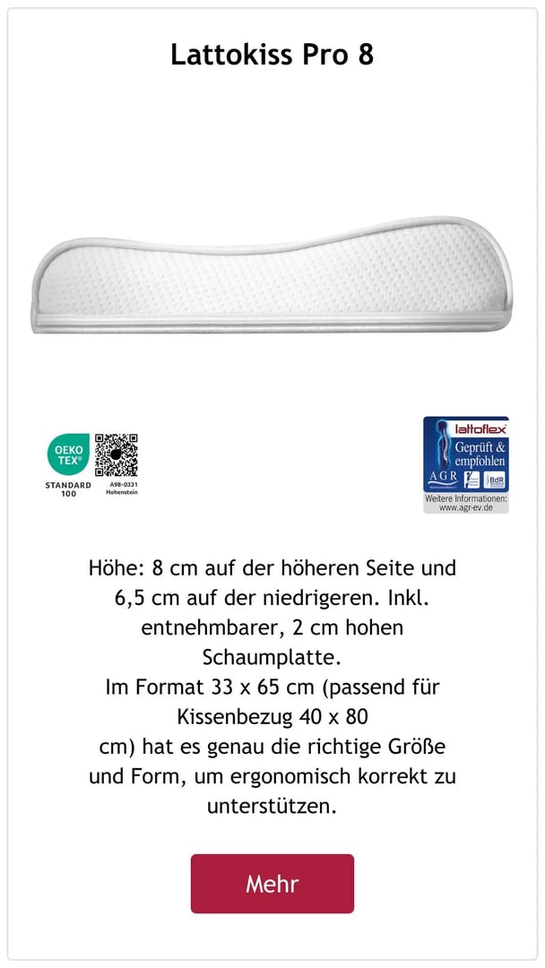 Lattoflex Kissen Lattokiss Pro 8.